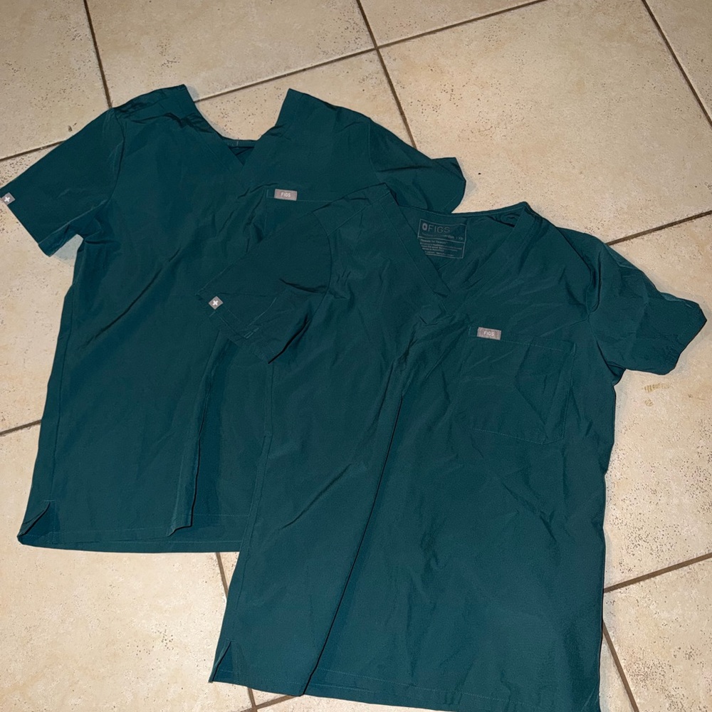 Figs Teal V-Neck Scrub Top